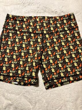 IAB MFG Halloween Boo Ghost Print Women's Black and Orange Shorts - size 8/M